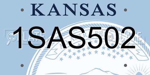 1SAS502 Kansas License Plate