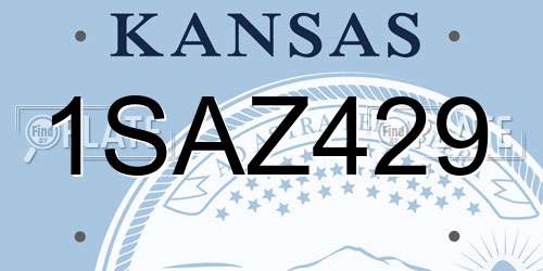 1SAZ429 Kansas License Plate