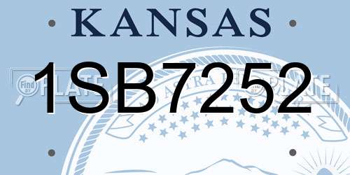 1SB7252 Kansas License Plate