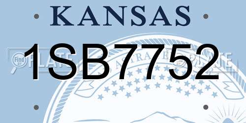 1SB7752 Kansas License Plate
