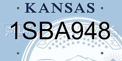1SBA948 Kansas License Plate