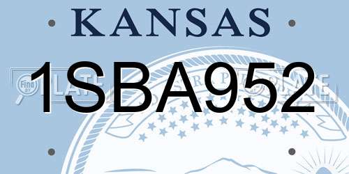 1SBA952 Kansas License Plate