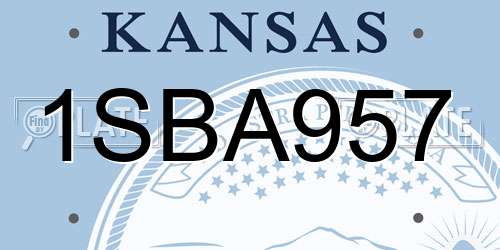 1SBA957 Kansas License Plate