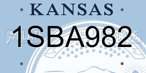 1SBA982 Kansas License Plate