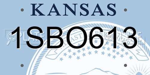 1SBO613 Kansas License Plate