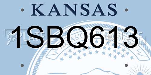 1SBQ613 Kansas License Plate