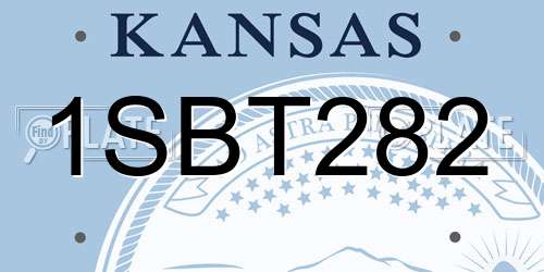 1SBT282 Kansas License Plate