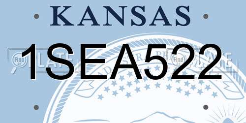 1SEA522 Kansas License Plate