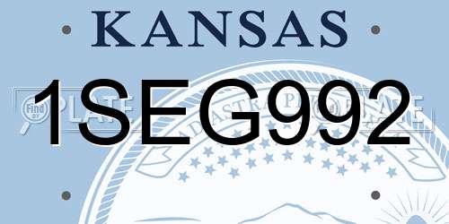 1SEG992 Kansas License Plate