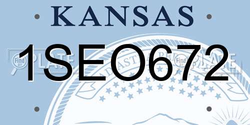 1SEO672 Kansas License Plate