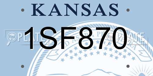 1SF870 Kansas License Plate