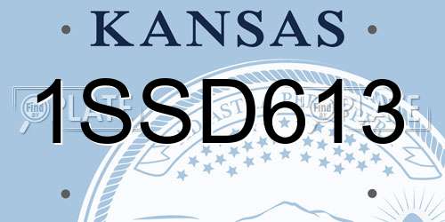 1SSD613 Kansas License Plate