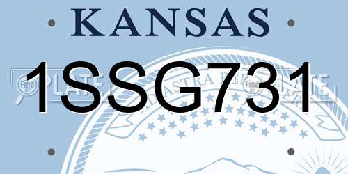 1SSG731 Kansas License Plate