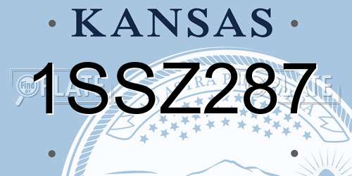 1SSZ287 Kansas License Plate