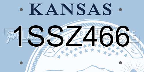 1SSZ466 Kansas License Plate