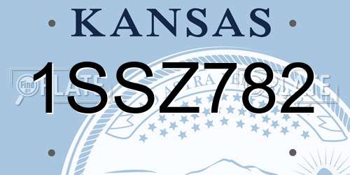 1SSZ782 Kansas License Plate