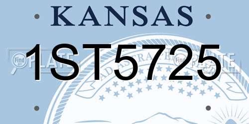 1ST5725 Kansas License Plate