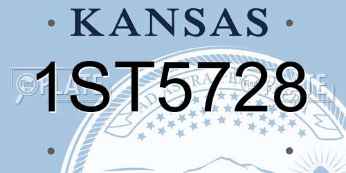 1ST5728 Kansas License Plate