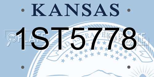 1ST5778 Kansas License Plate