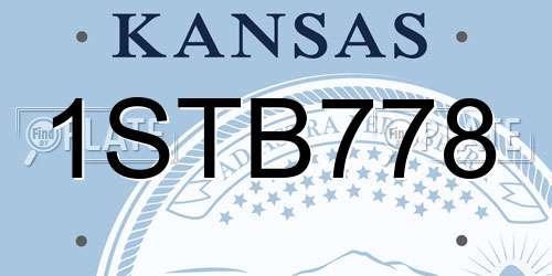 1STB778 Kansas License Plate