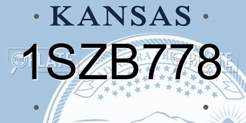 1SZB778 Kansas License Plate