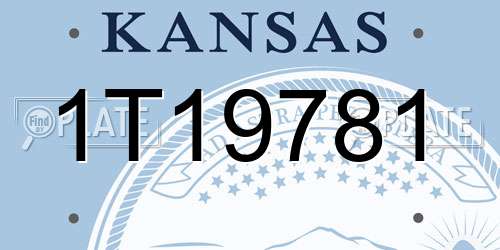1T19781 Kansas License Plate