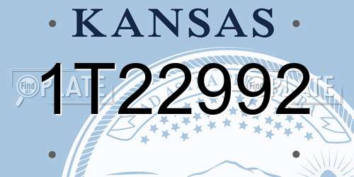 1T22992 Kansas License Plate