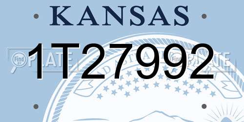 1T27992 Kansas License Plate