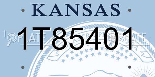 1T85401 Kansas License Plate