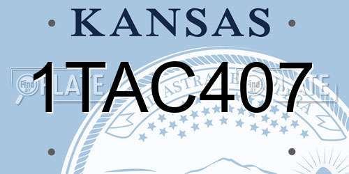 1TAC407 Kansas License Plate
