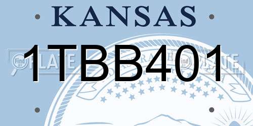 1TBB401 Kansas License Plate
