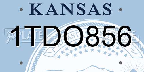 1TDO856 Kansas License Plate