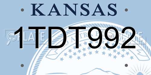 1TDT992 Kansas License Plate
