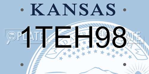 1TEH98 Kansas License Plate