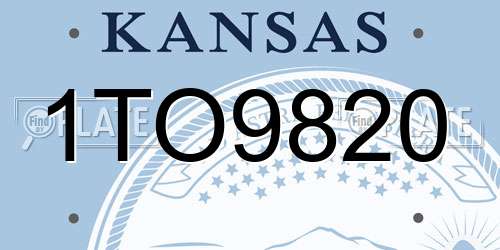 1TO9820 Kansas License Plate