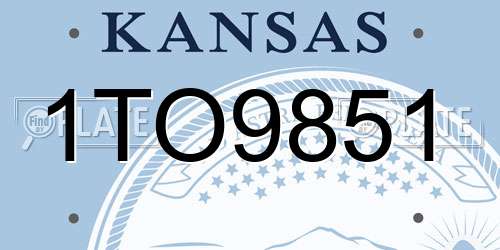 1TO9851 Kansas License Plate