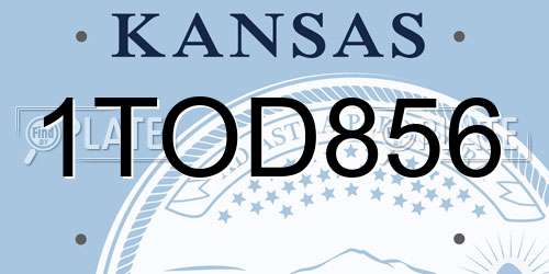1TOD856 Kansas License Plate