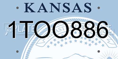 1TOO886 Kansas License Plate