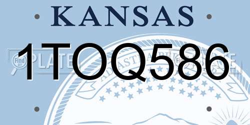1TOQ586 Kansas License Plate