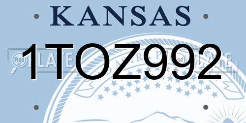 1TOZ992 Kansas License Plate
