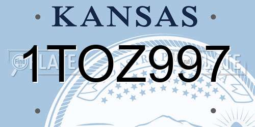 1TOZ997 Kansas License Plate