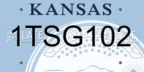 1TSG102 Kansas License Plate