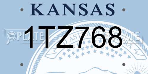 1TZ768 Kansas License Plate