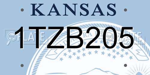 1TZB205 Kansas License Plate