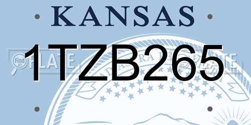 1TZB265 Kansas License Plate