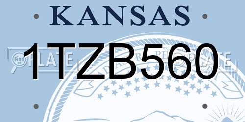 1TZB560 Kansas License Plate
