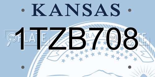 1TZB708 Kansas License Plate