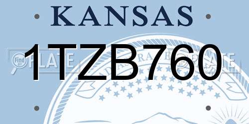 1TZB760 Kansas License Plate