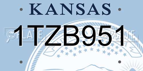 1TZB951 Kansas License Plate