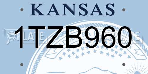 1TZB960 Kansas License Plate